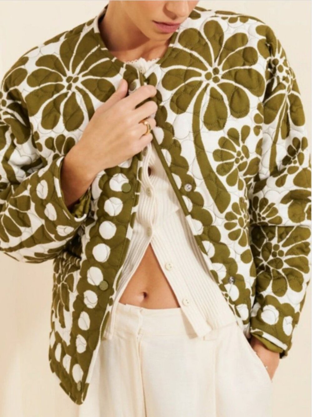 Farm Rio Palermo Floral Quilted Jacket with pockets size XXS